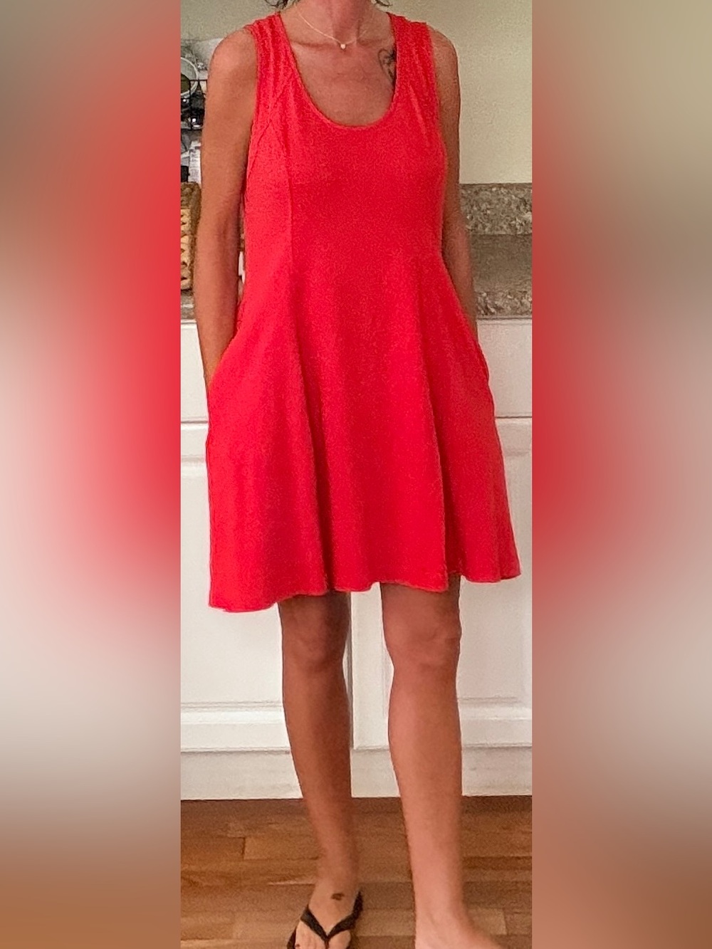 New York & Company Bright Red Swing Dress with Pockets